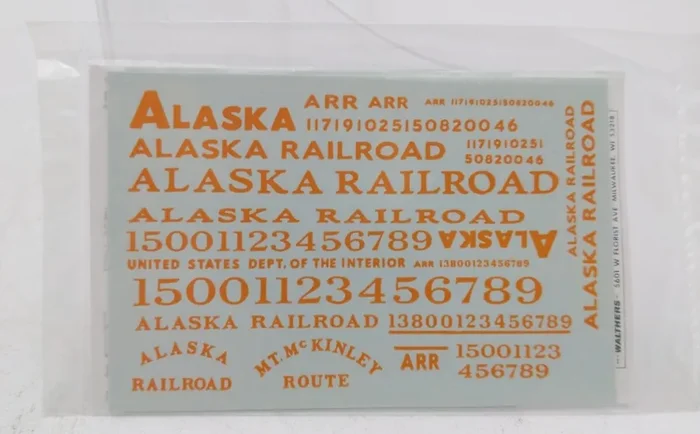 Walthers 119800 HO Scale Yellow Alaska Railroad Passenger Car Decal